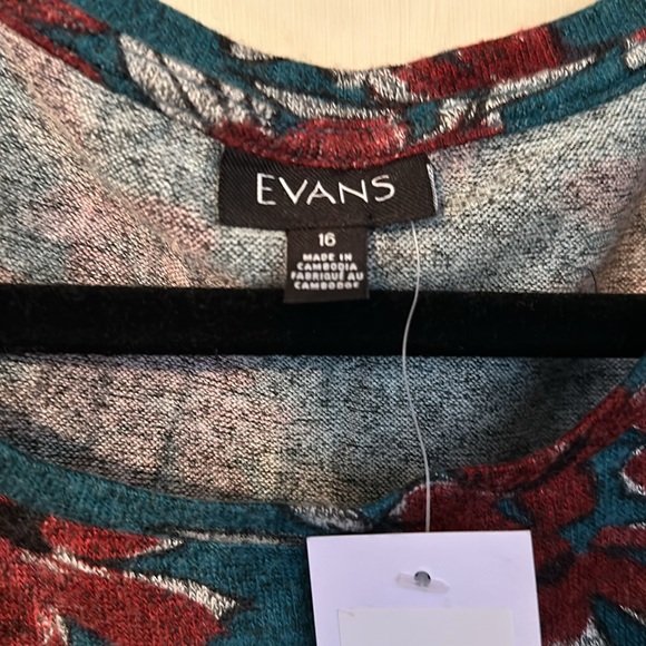 Evans Floral Soft Long Sleeve Top Size 16 NWT - Picture 5 of 9